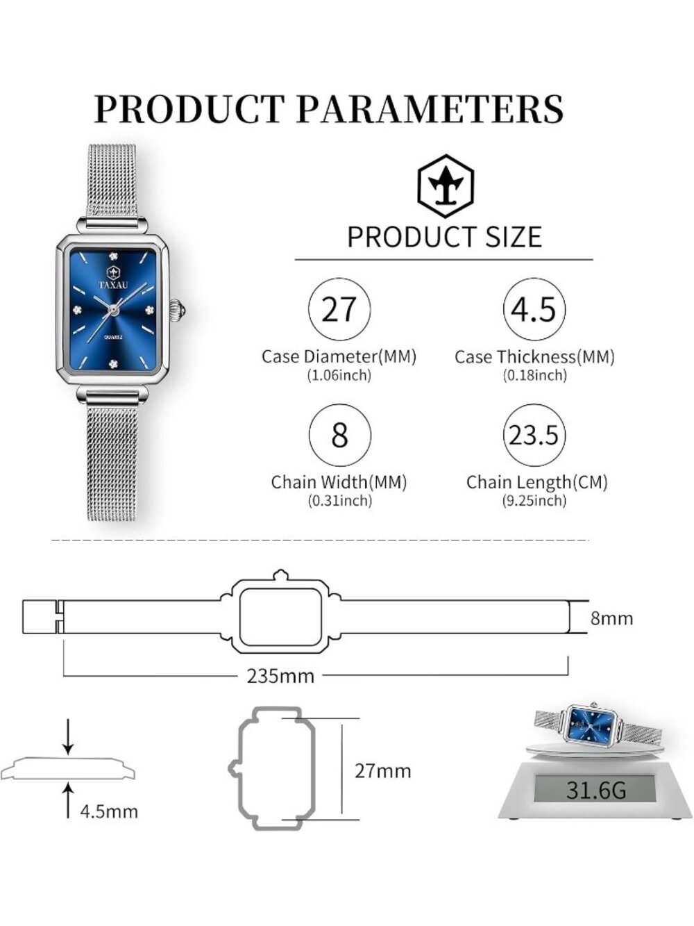 Women's Black All Silver Waterproof Stylish Analog Quartz Stainless Steel Watch - Picture 4 of 6